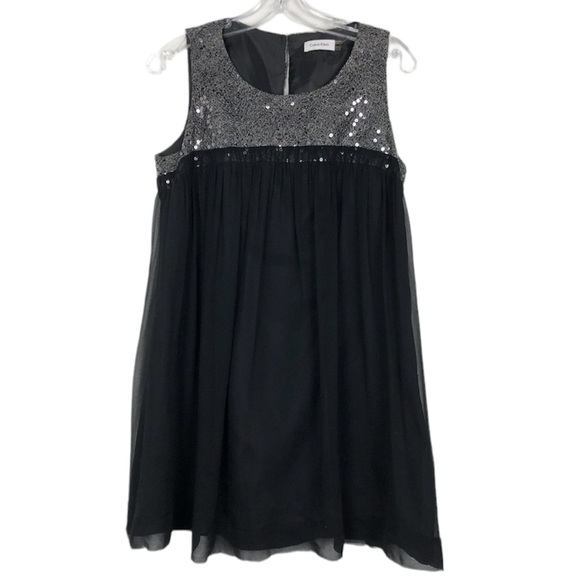 Calvin Klein Black Dress with Silver Sequins - Picture 1 of 16